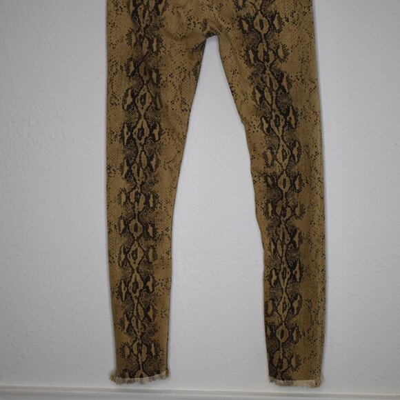 Zara Python Snake Pants Jeans Sz 2 Stretchy High Rise Skinny Ankle Grunge Rock - Picture 9 of 16